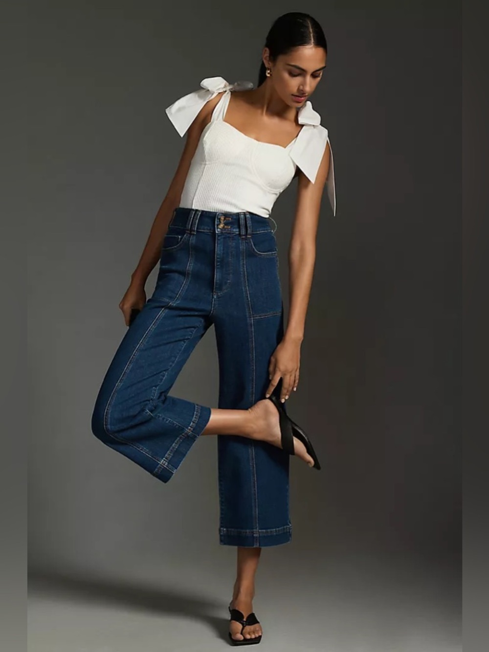 Pilcro The Skipper Seamed High-Rise Crop Wide-Leg Jeans Size